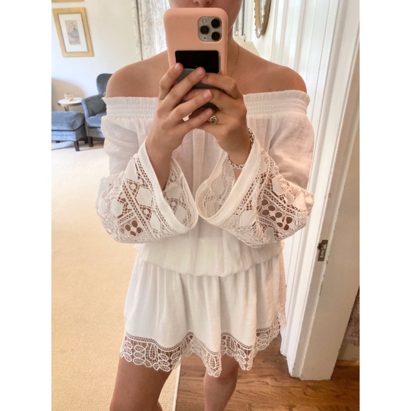 Ramy Brook Dresses & Skirts - Ramy Brook White Eyelet Sleeve Mini Lowri Dress